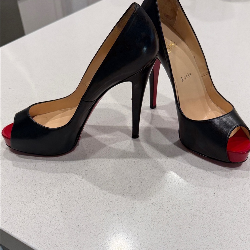 Elegant Black and Red Peep-Toe Heels